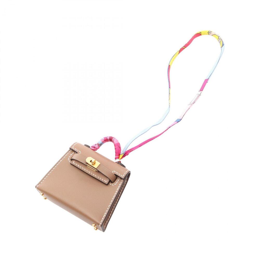 Hermes Kelly Twilly Etoupe Charm Accessory Leather Tadelakt Women's Gray